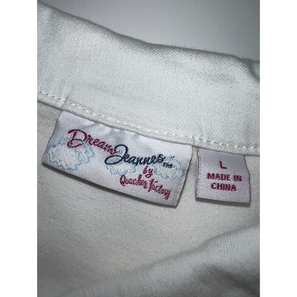 Quacker Factory Jean Jacket Womens Large Dream Jeannes White Stretch Denim QVC - Picture 7 of 8